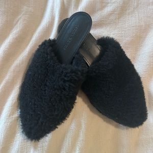 Jenni Kayne Shearling Mules - Black